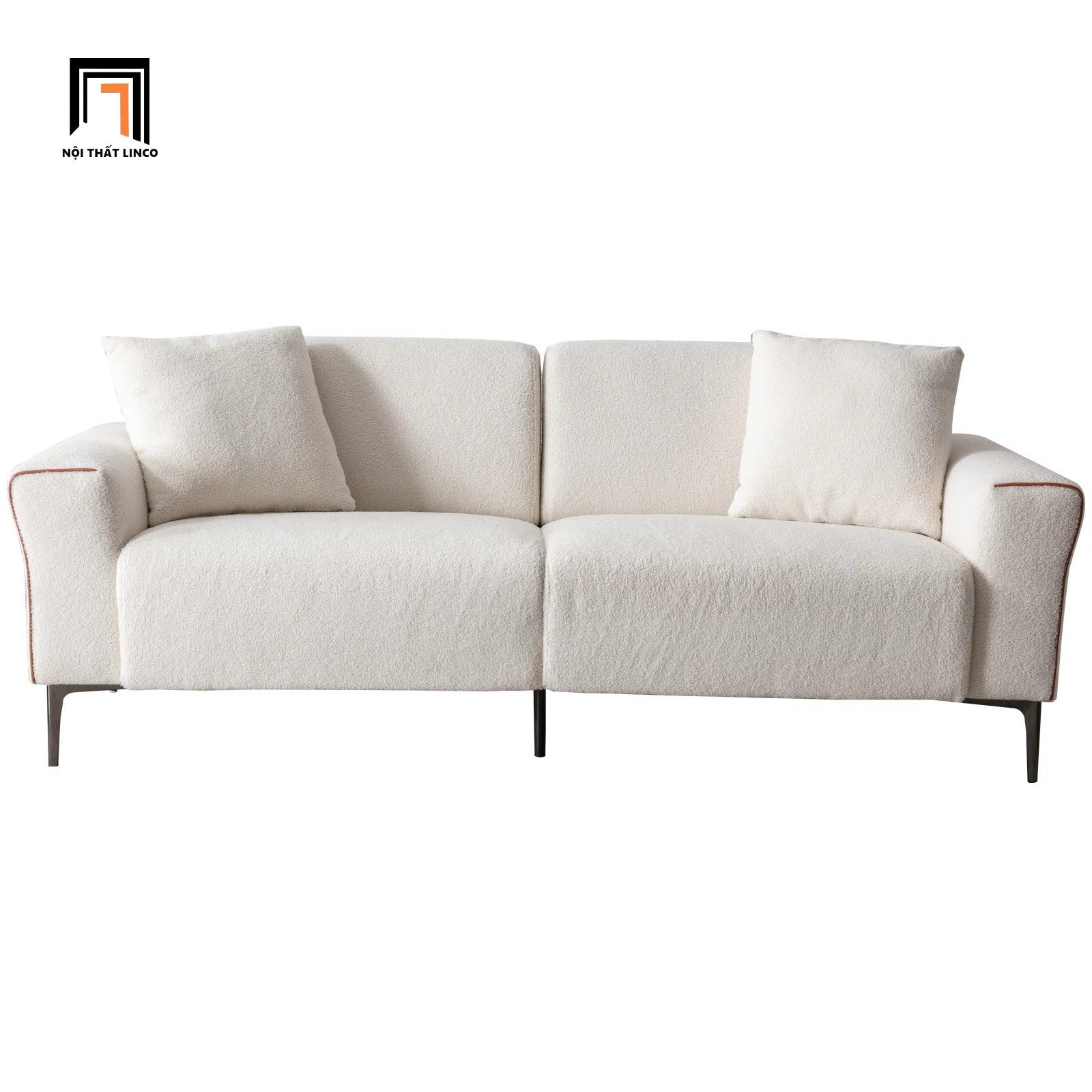 Ghế sofa băng dài 2m BT164 LiQuin vải lông cừu trắng kem