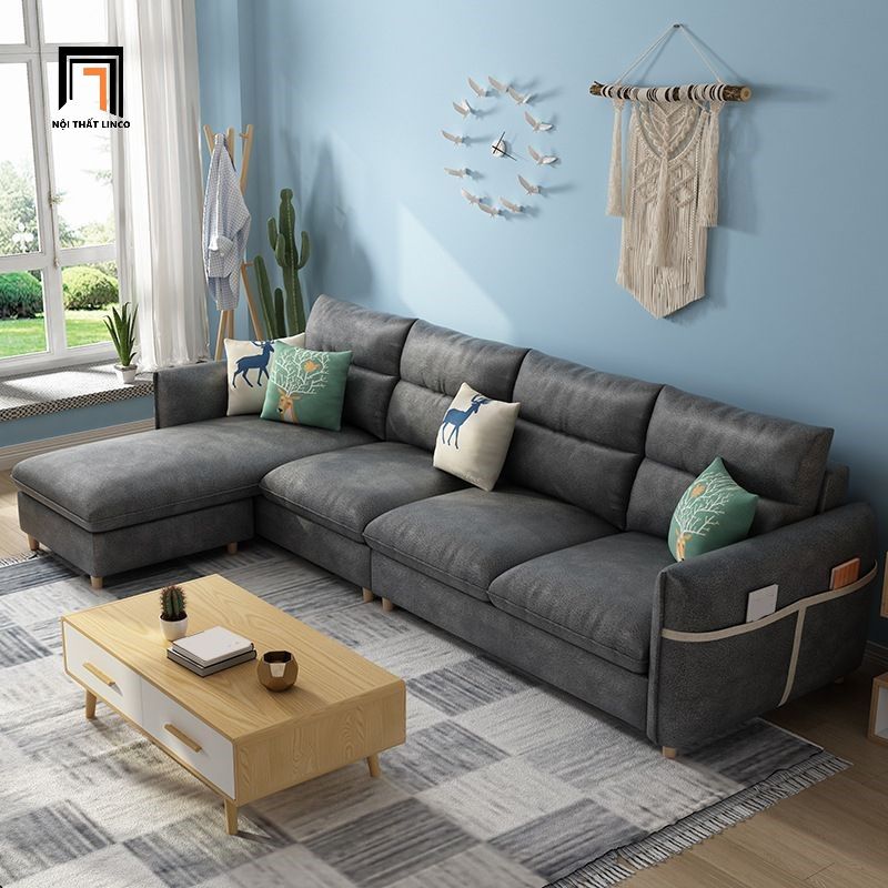 Ghế sofa góc vải nỉ bố giá rẻ GT227 Dubro 2m9 x 1m6 xinh xắn