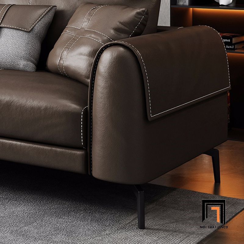Bộ ghế sofa phòng khách hiện đại KT86 Sanluis da Pu nâu cafe