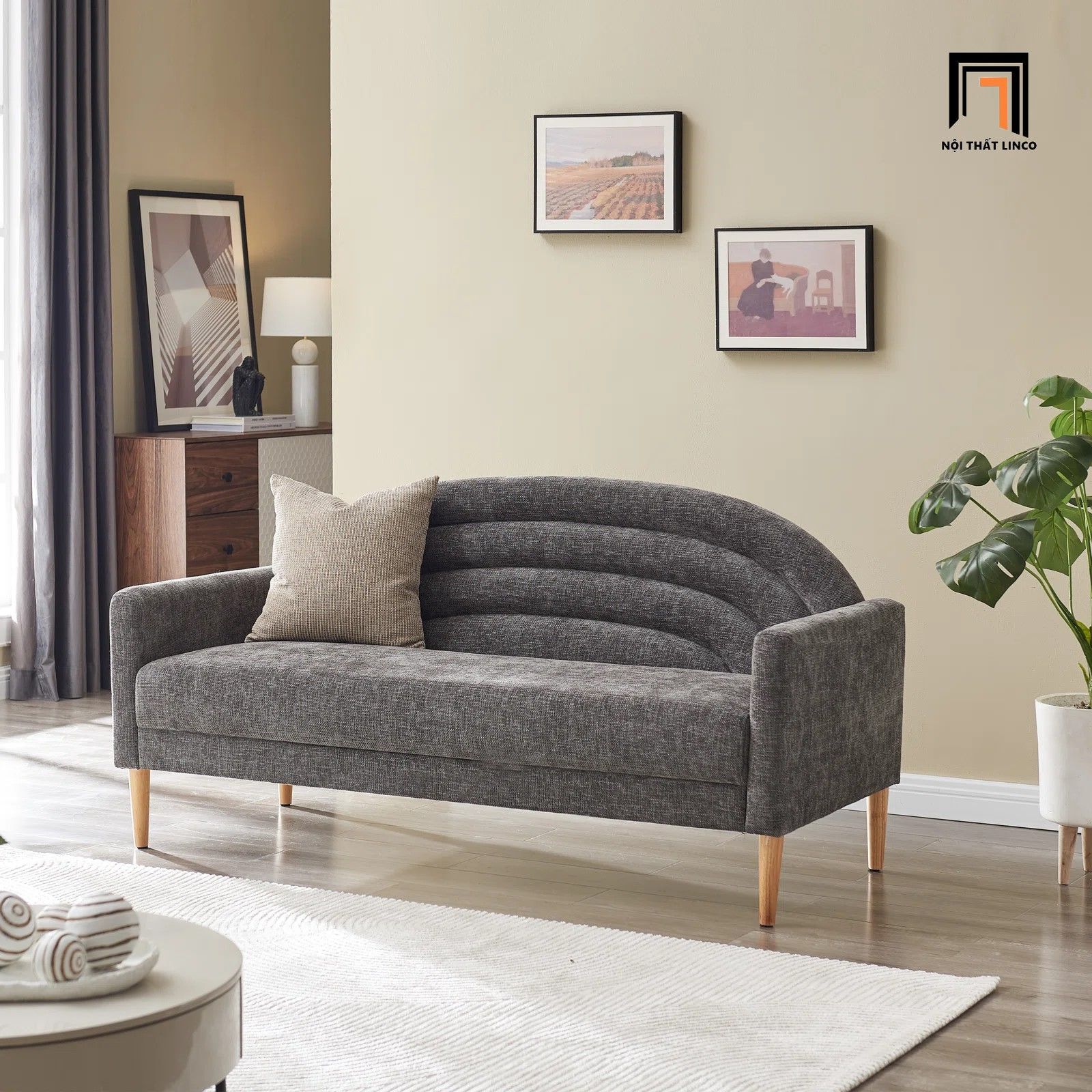 Ghế sofa băng cong xinh xắn BT184 Michala 1m6 vải nỉ