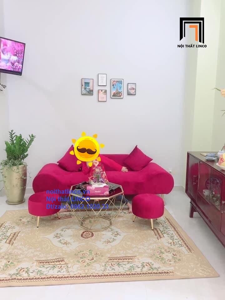Bộ ghế sofa salon văng băng thuyền SFT dài 2m đỏ đô đẹp giá rẻ