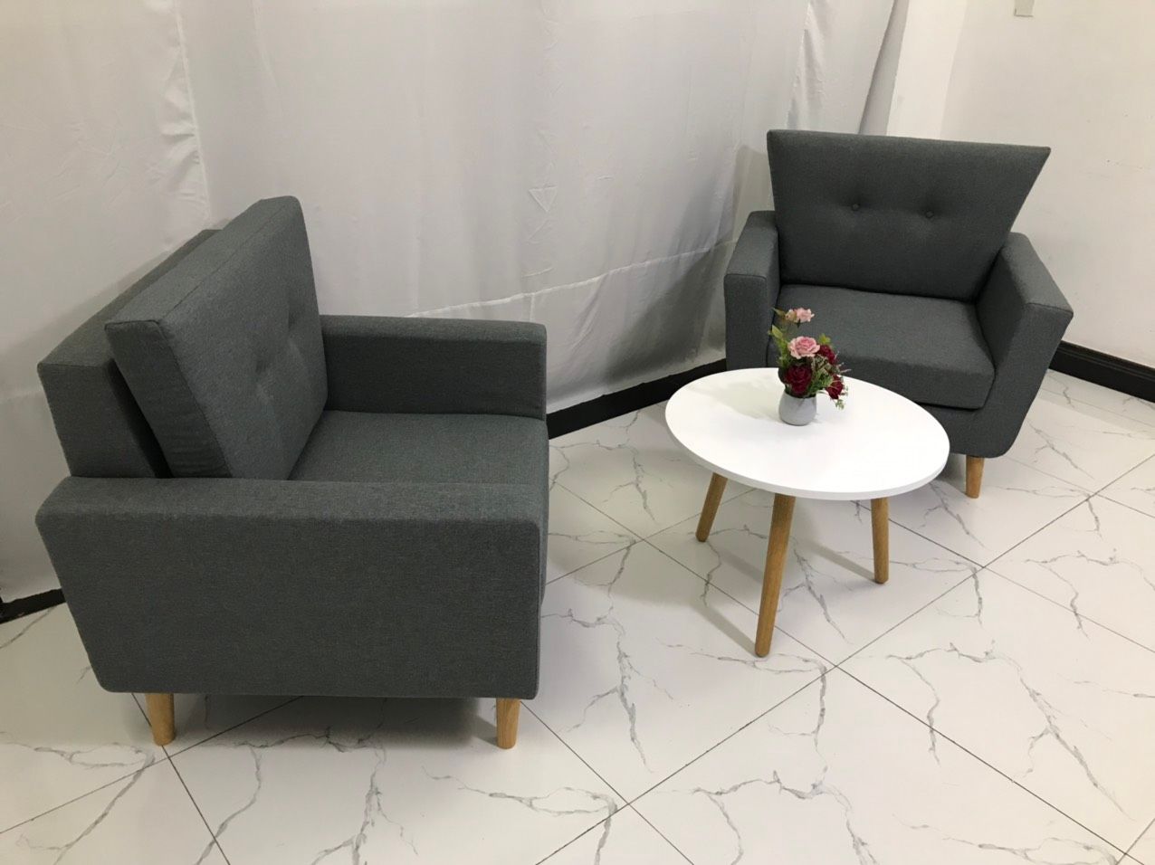 Ghế sofa đơn xinh xắn NS03 màu xám lông chuột giá rẻ