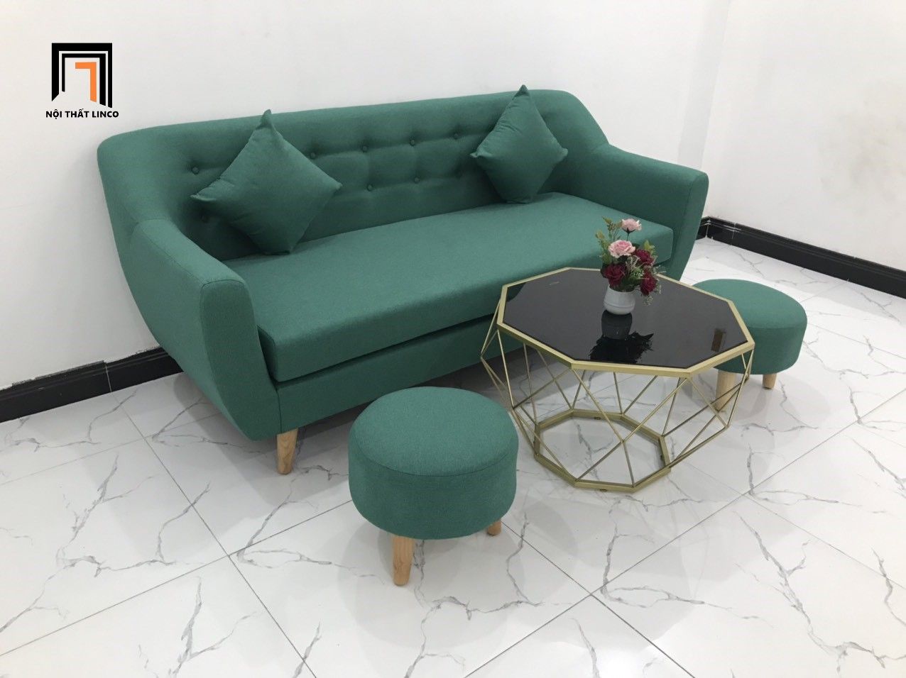 Ghế sofa văng băng dài 1m9 giá rẻ BGN màu xanh ngọc xinh xắn