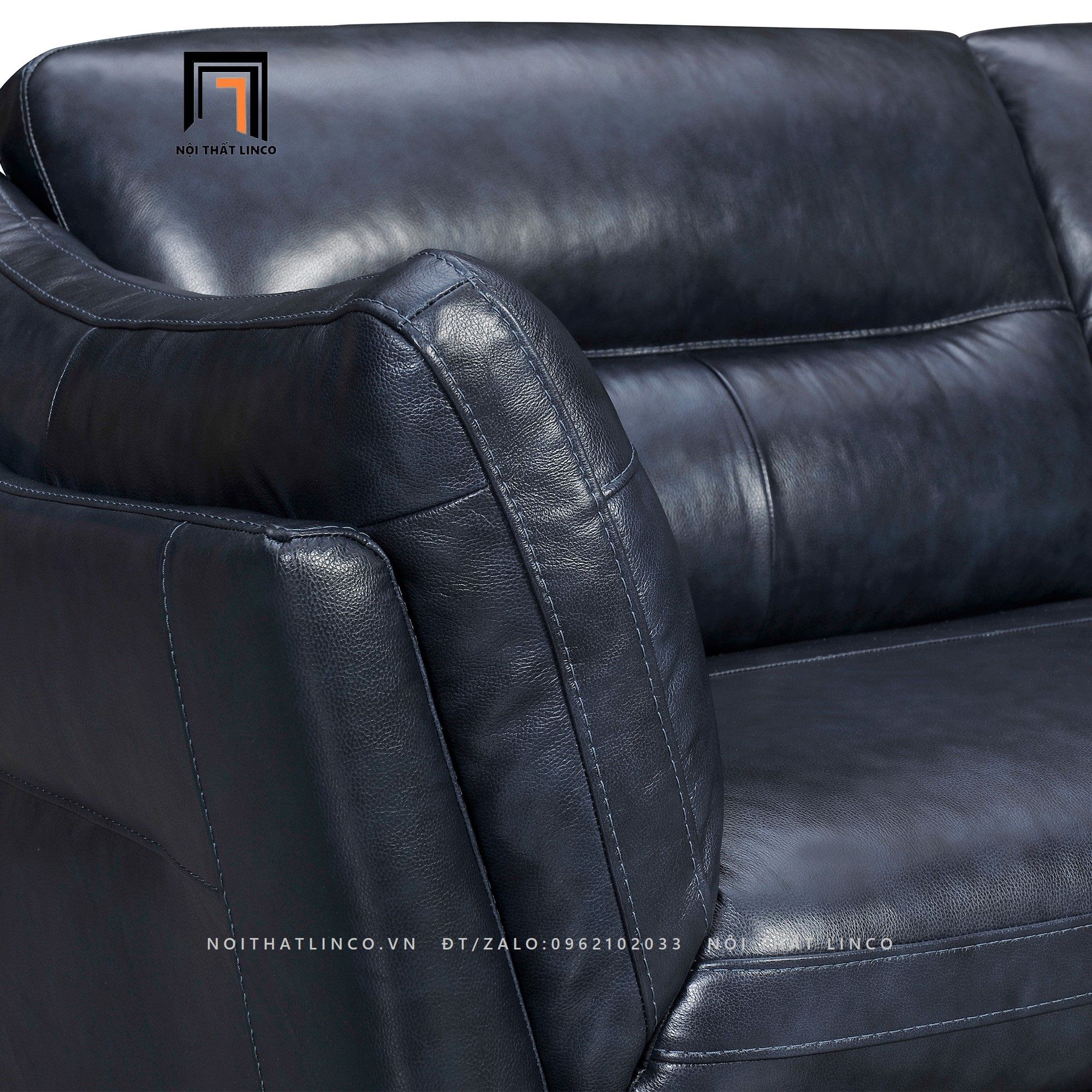 Ghế sofa băng xanh đen BT133 Franz da công nghiệp sang trọng