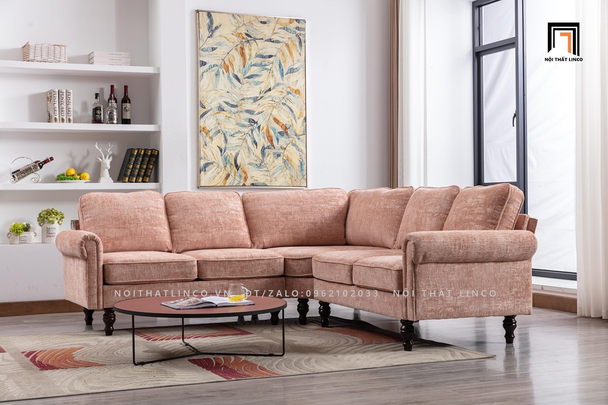 Bộ ghế sofa góc L 2m2 x 2m2 GT68 Winston sang trọng