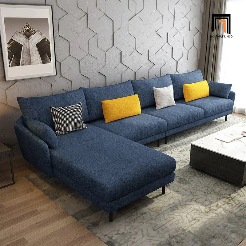 Ghế sofa góc L vải nỉ bố GT225 Wettin 3m x 1m6 màu xám trắng