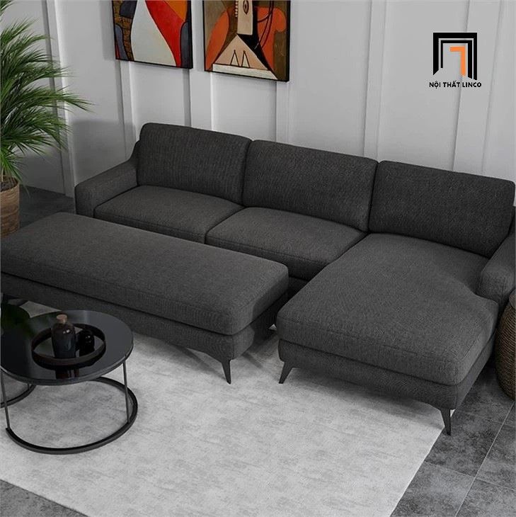 Sofa góc L xám đen vải nỉ GT238 Tamora 2m3 x 1m6 gia đình