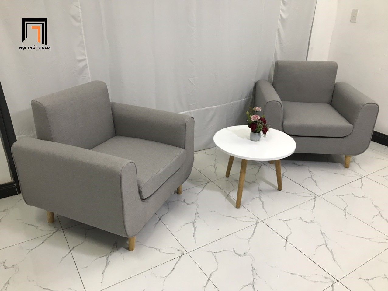 Ghế sofa đơn màu xám ghi NS04 cho phòng khách giá rẻ