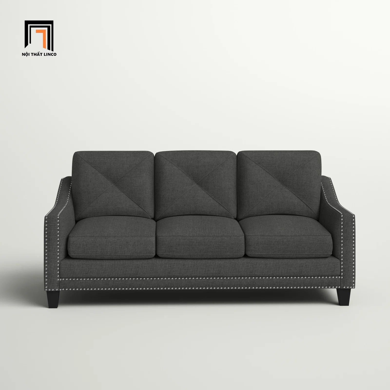 Ghế sofa băng 3 nệm ngồi BT166 Lugent 2m màu xám đen