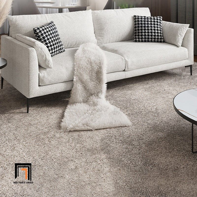 Bộ ghế sofa phòng khách gia đình KT68 Rambo vải nỉ xám trắng