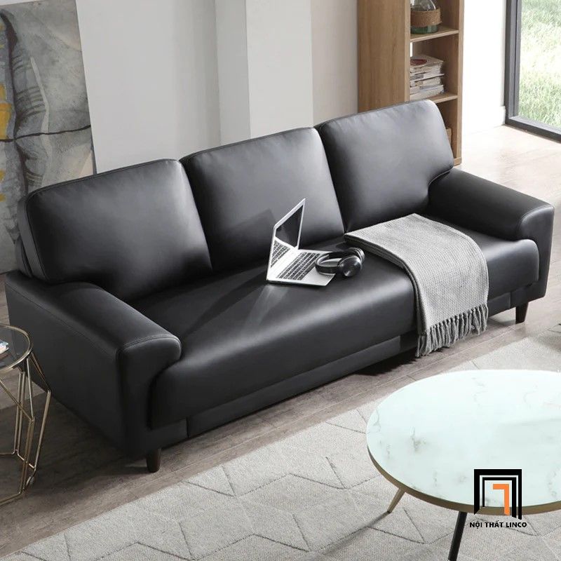 Ghế sofa băng da công nghiệp BT151 Tempo 2m05 màu đen