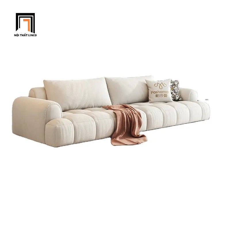 Ghế sofa văng nỉ màu trắng kem BT270 Muranso dài 2m4 giá rẻ