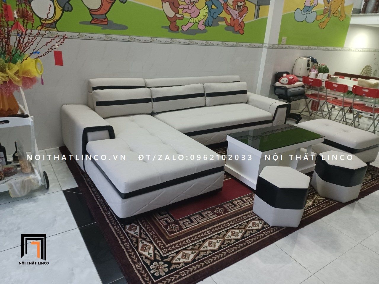 Bộ ghế sofa L phòng khách GT45 Blink 3m x 1m8 da công nghiệp
