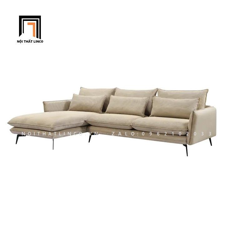Bộ ghế sofa góc L 2m4 x 1m6 GT33-Heemor vải nhung nỉ đẹp