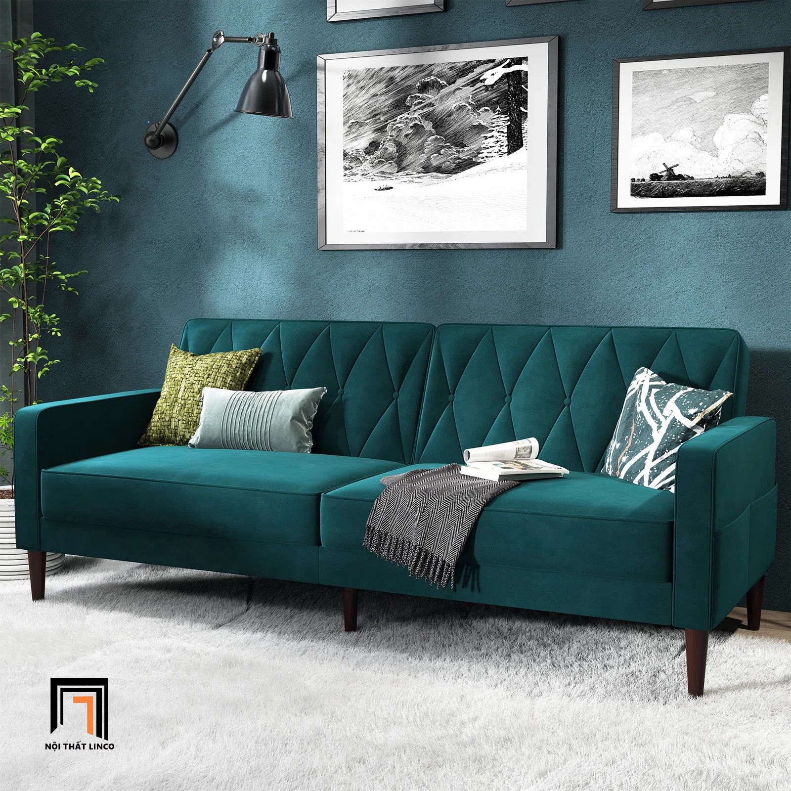 Ghế sofa thông minh bật giường nằm GB38 Honbay 1m9 vải nhung