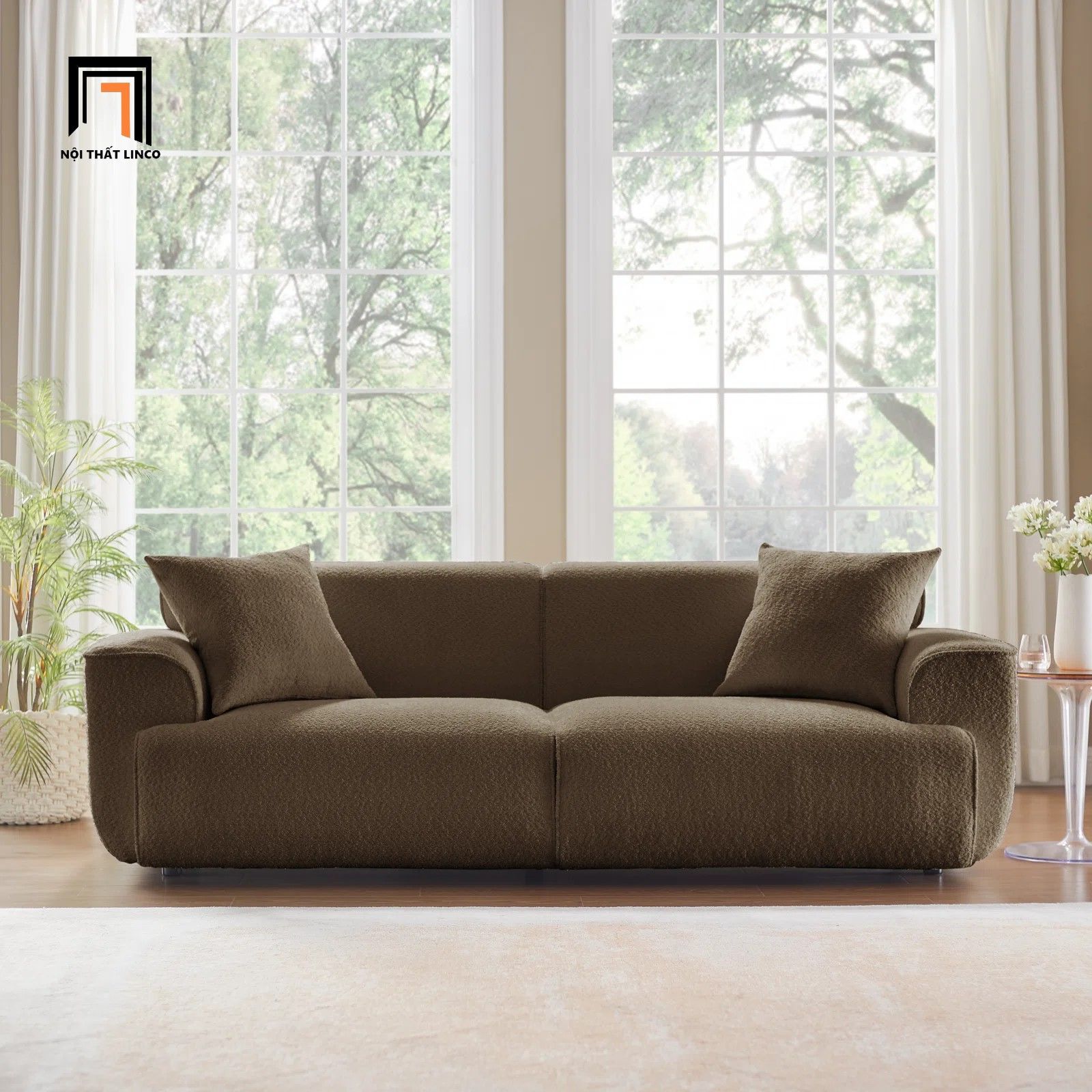Ghế sofa băng vải lông cừu BT168 Minimore 2m2 cho shop tiệm