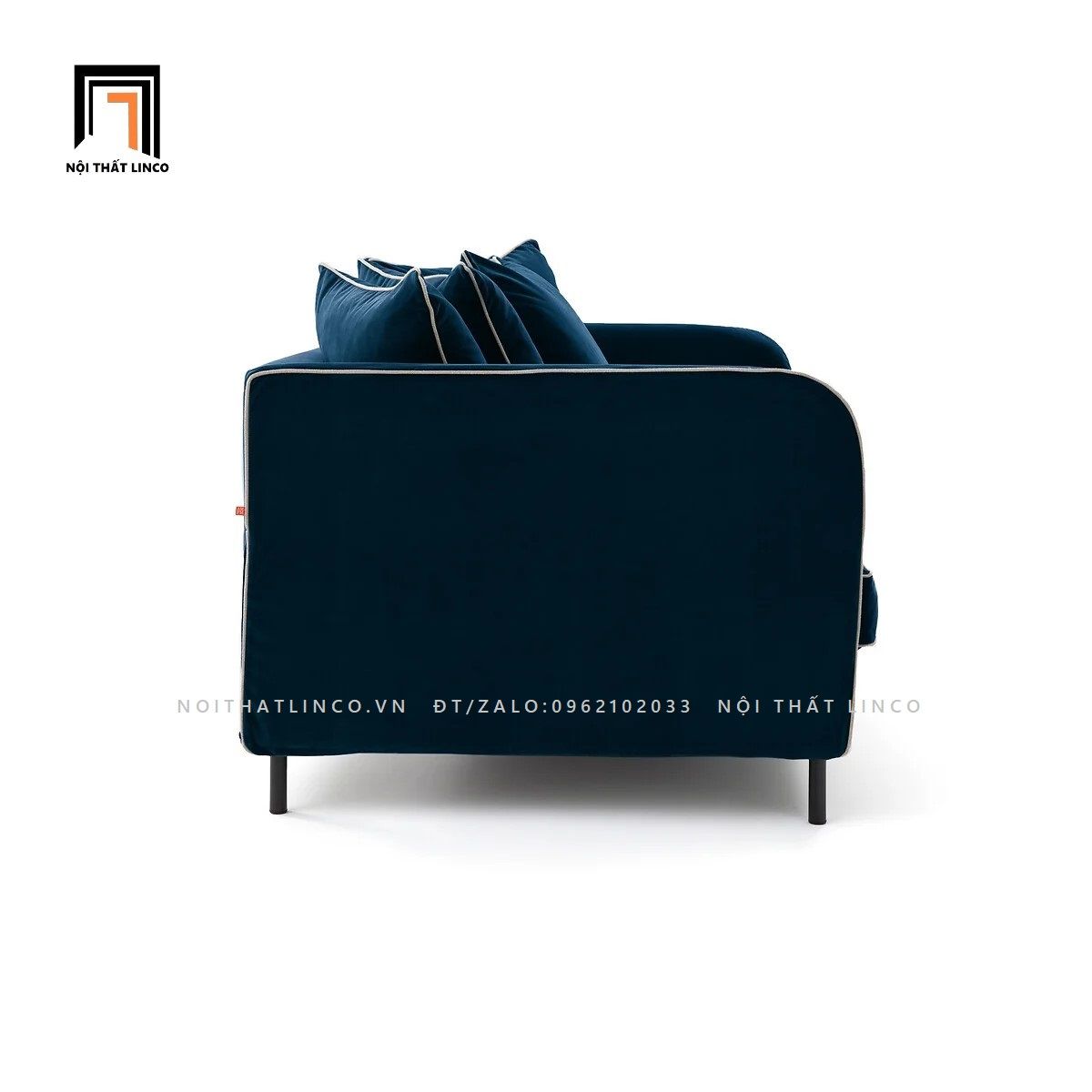 Sofa băng chạy viền trắng BT95 Hoek 2m màu xanh đen