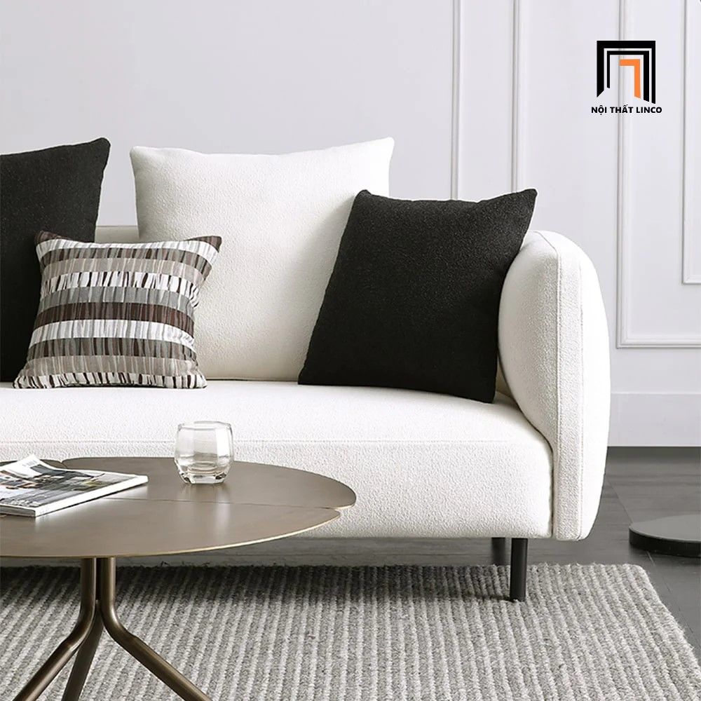 Ghế sofa băng cong dài 2m5 BT327 Tino màu xám trắng đẹp