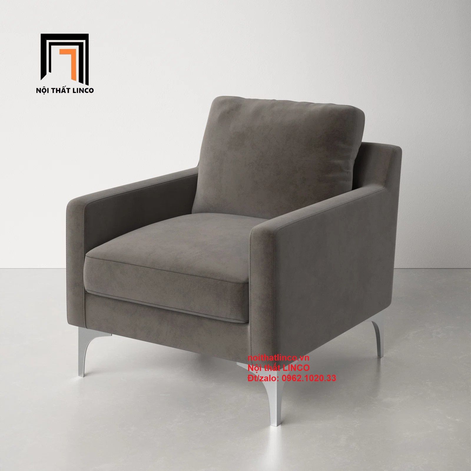 Ghế sofa đơn 1 người ngồi DT6 Jones nhỏ gọn vải nhung