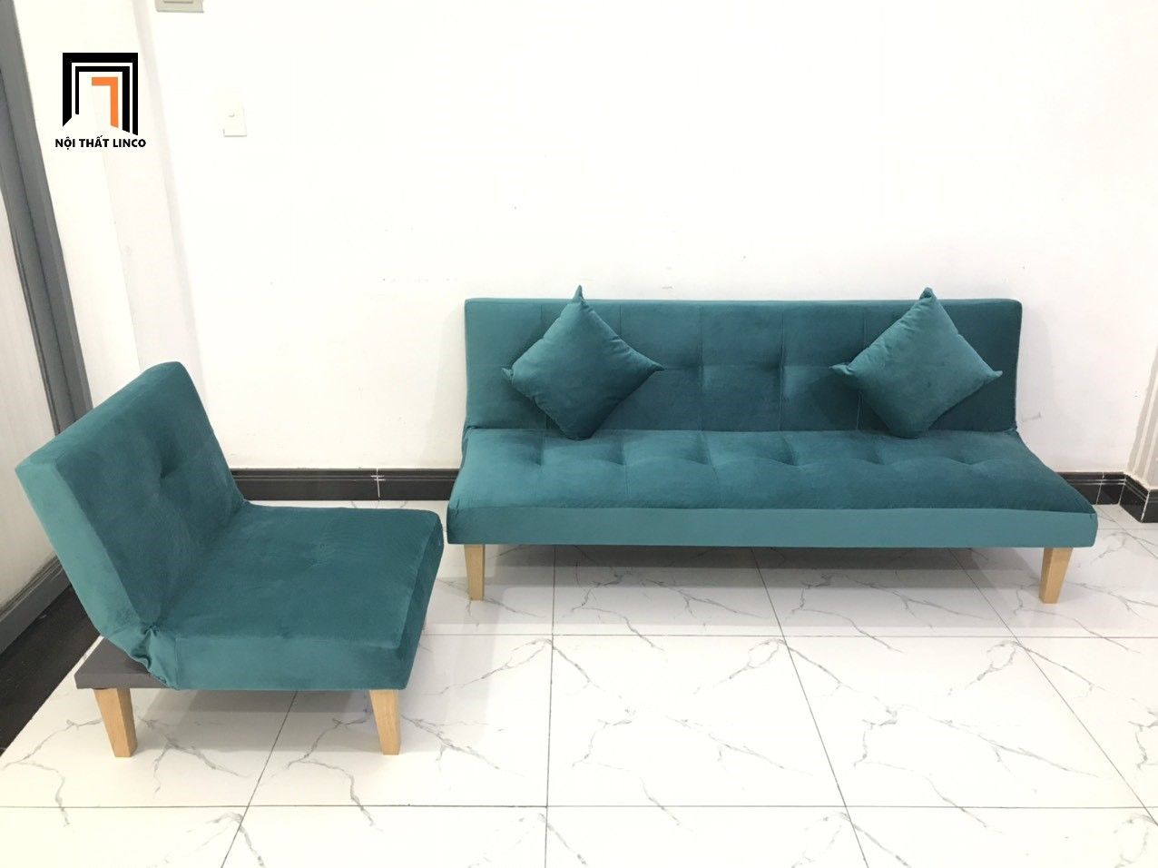 Bộ ghế sofa giường nằm nhỏ gọn NS01 màu xanh lá cây giá rẻ