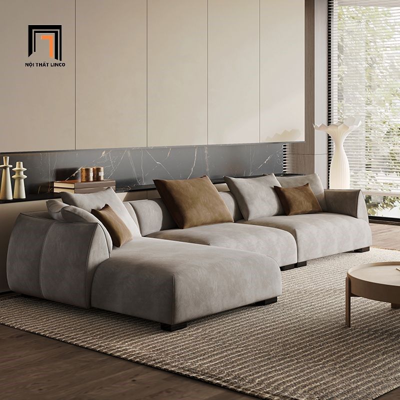 Bộ ghế sofa góc bọc da Pu GT138 Columbus 2m8 x 1m6 màu xám
