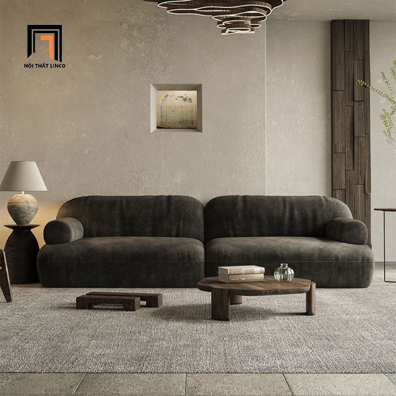 Ghế sofa băng nỉ màu nâu đậm BT286 Eldama dài 2m4 hiện đại