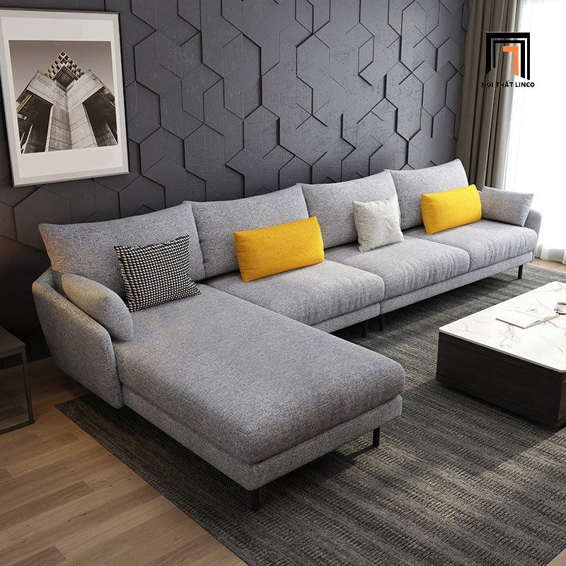 Ghế sofa góc L vải nỉ bố GT225 Wettin 3m x 1m6 màu xám trắng