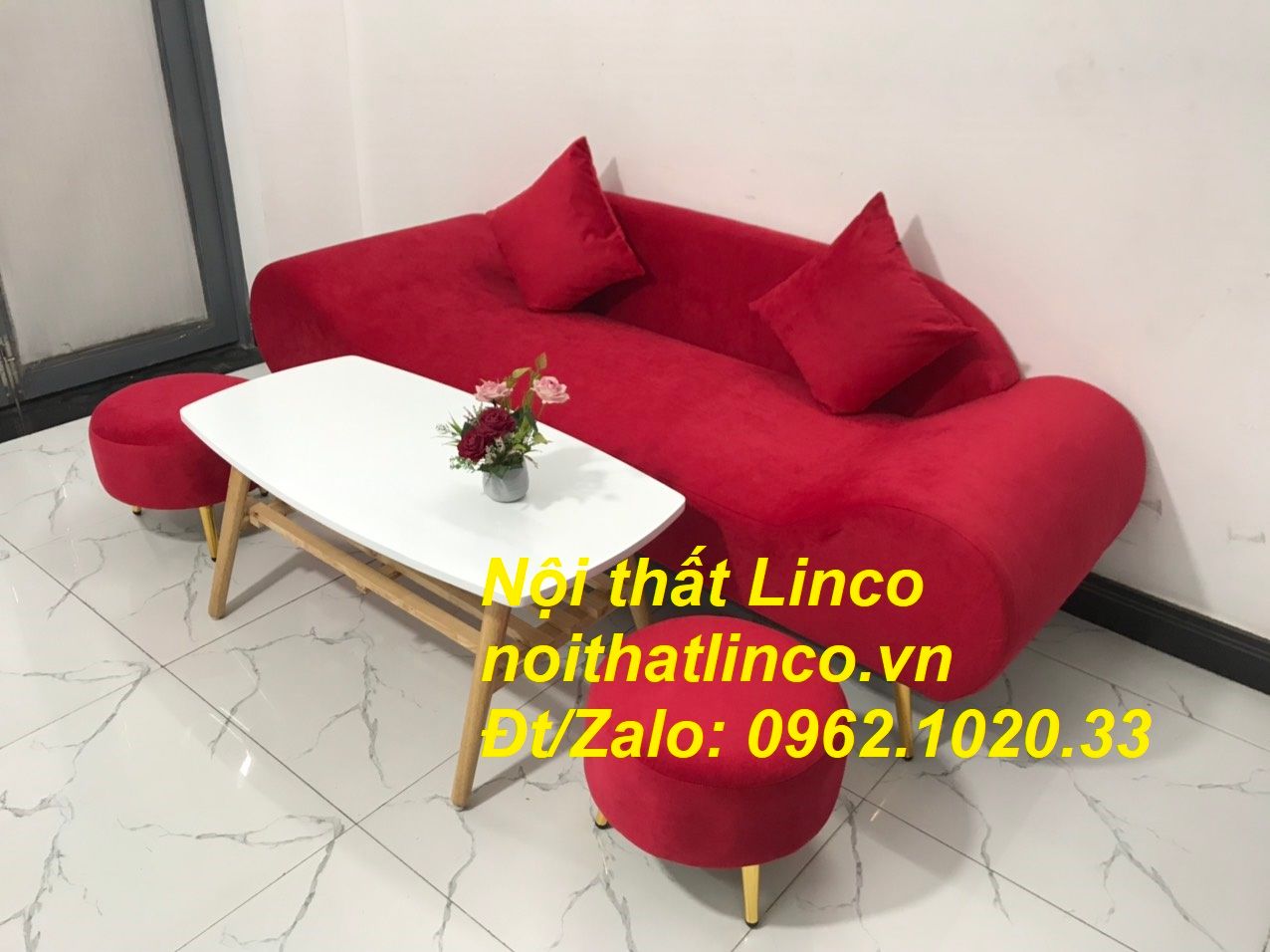 Bộ ghế sofa salon văng băng thuyền đỏ đô đẹp rẻ Nội thất Linco Sài Gòn