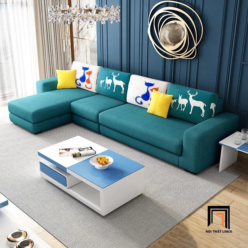 Bộ ghế sofa góc gia đình vải nỉ GT193 Obidos 3m x 1m6 giá rẻ