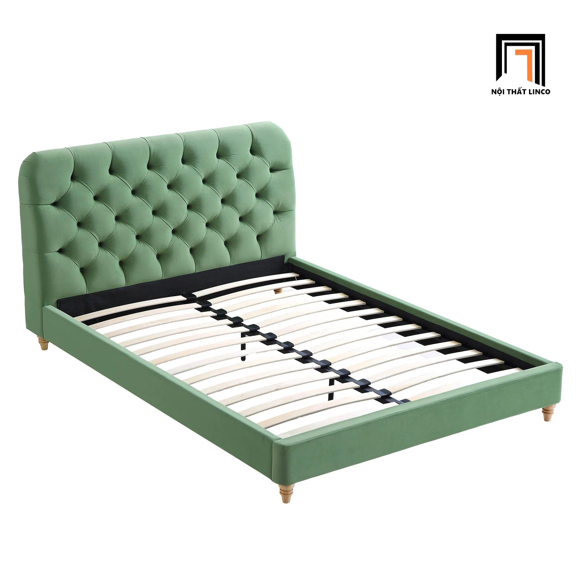Giường ngủ nhỏ xinh cho gia đình GN66 Helia màu xanh lá
