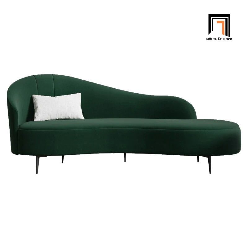 Ghế sofa văng cong xanh lá BT285 Laventa 2m xanh lá vải nhung