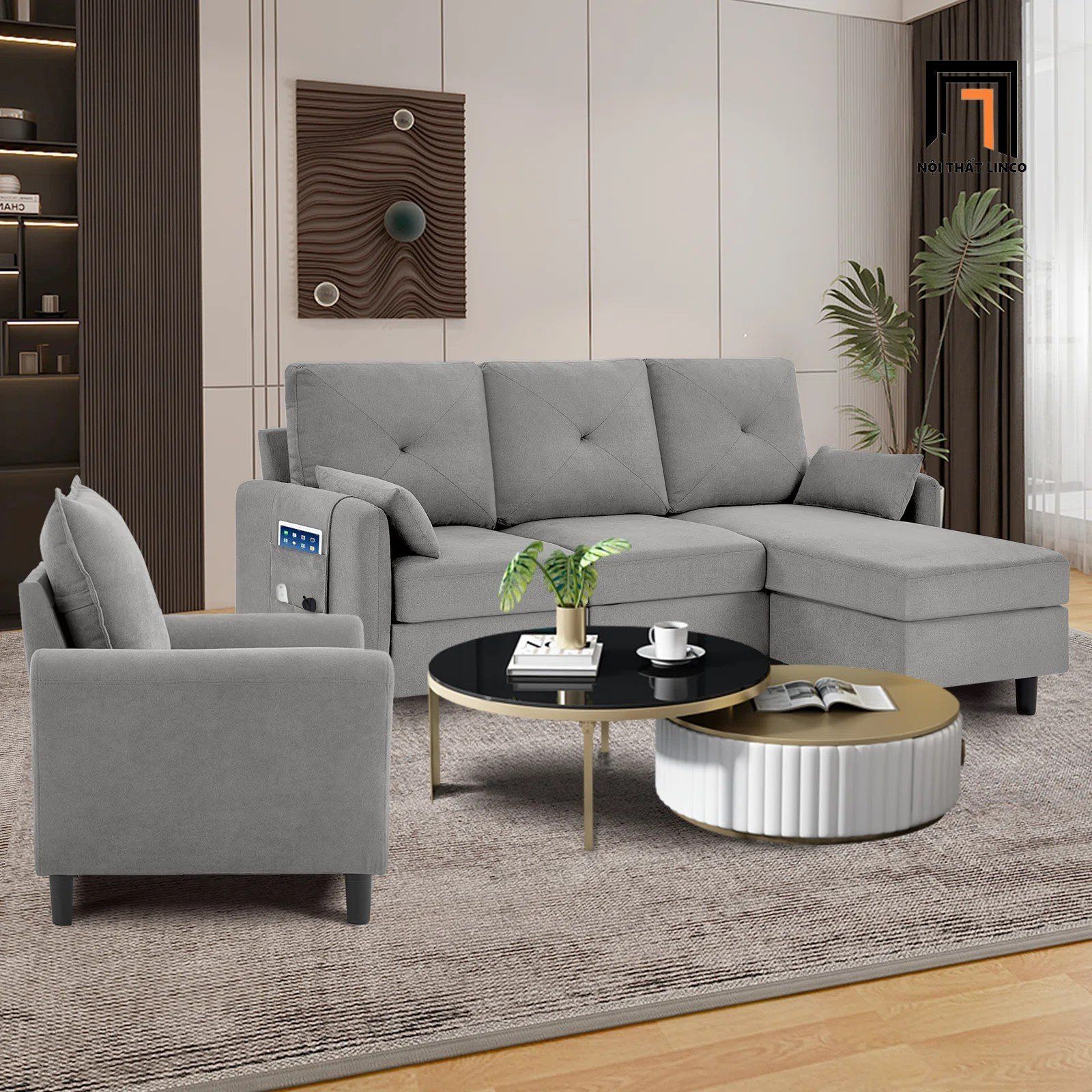 Bộ ghế sofa gia đình vải nỉ KT126 Penelopa giá rẻ xinh xắn