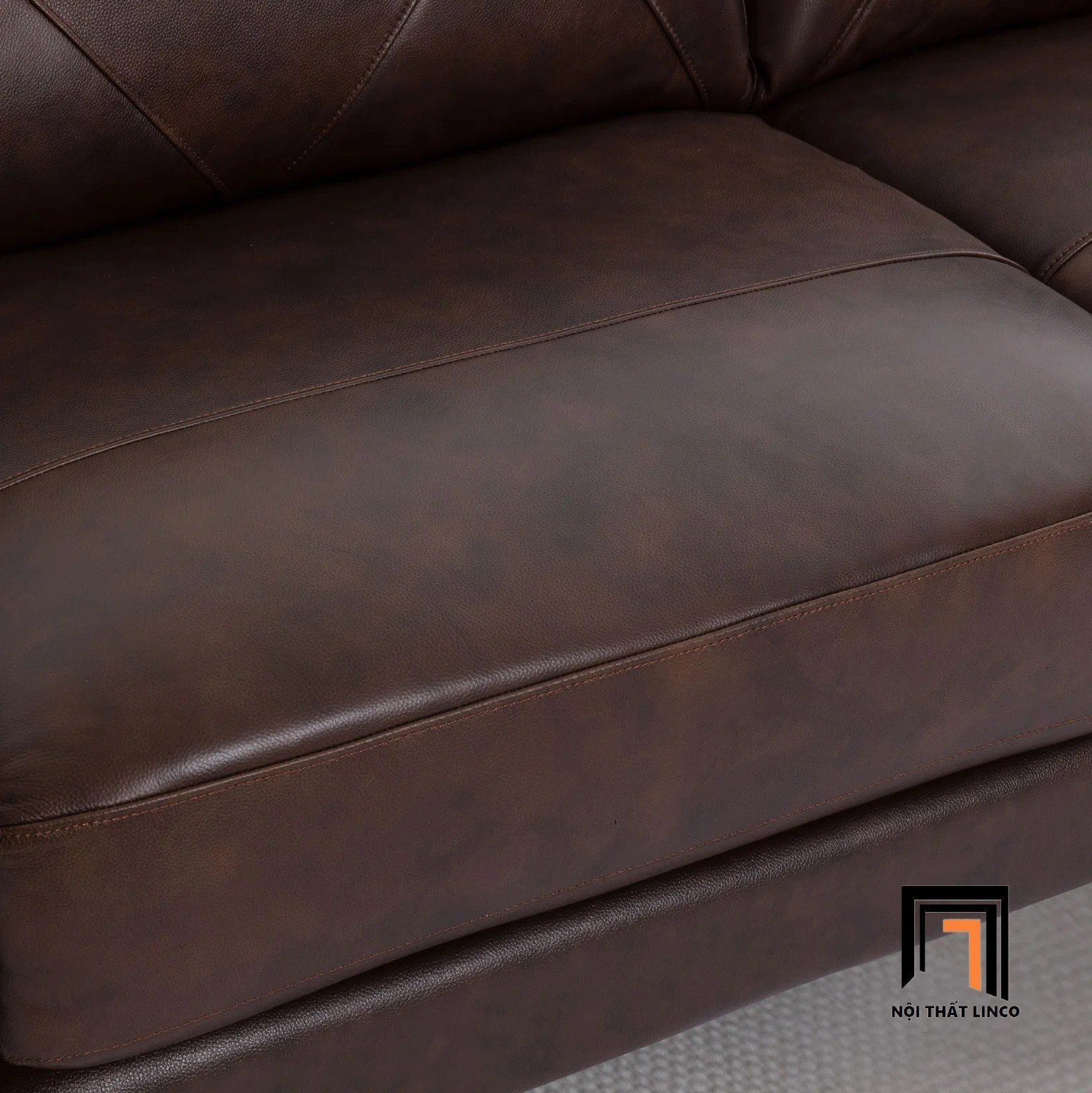 Set ghế sofa phòng khách nâu đậm KT142 Nayelys da Pu mềm