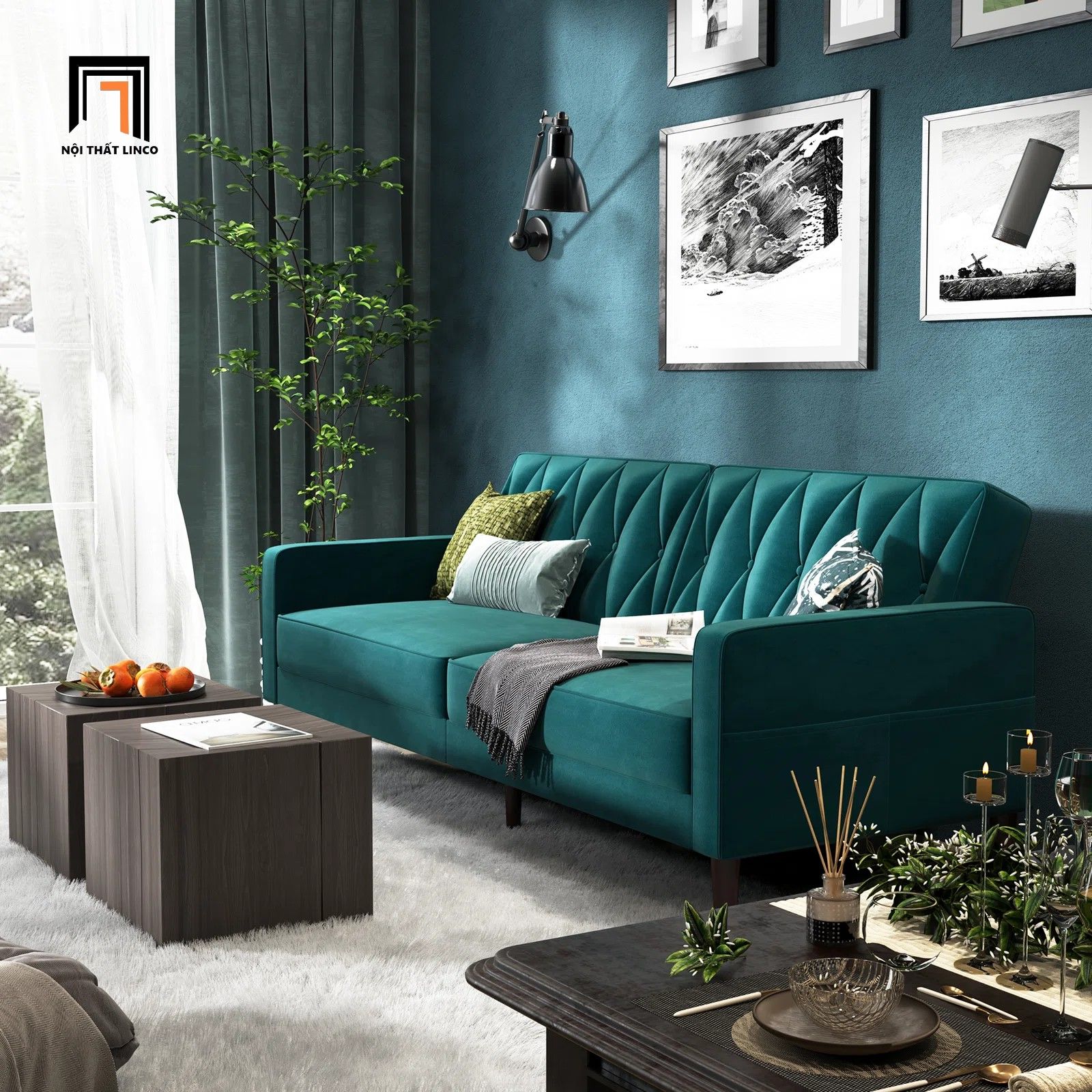 Ghế sofa thông minh bật giường nằm GB38 Honbay 1m9 vải nhung
