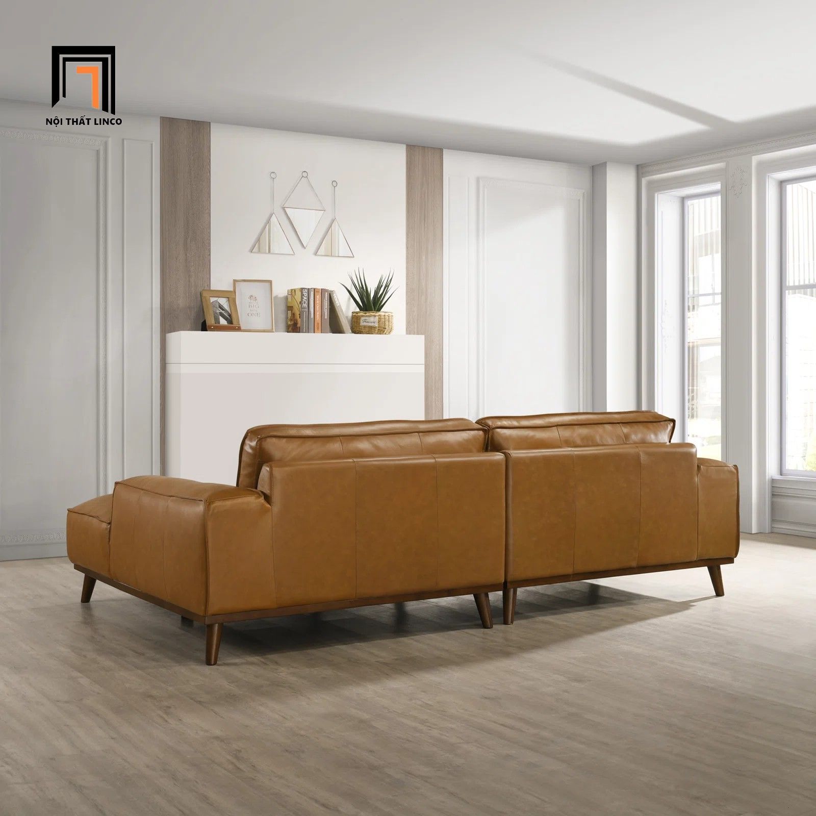 Bộ ghế sofa l góc nhà GT104 Ashcof da giả 2m2 x 1m5