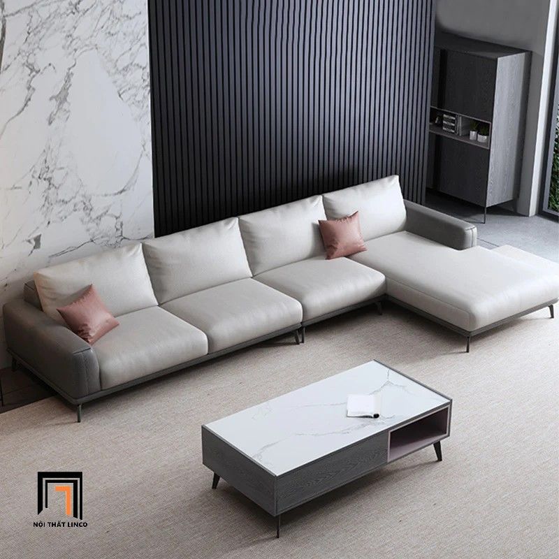 Bộ ghế sofa góc L cao cấp GT145 Atonio 2m4 x 1m6 da giả