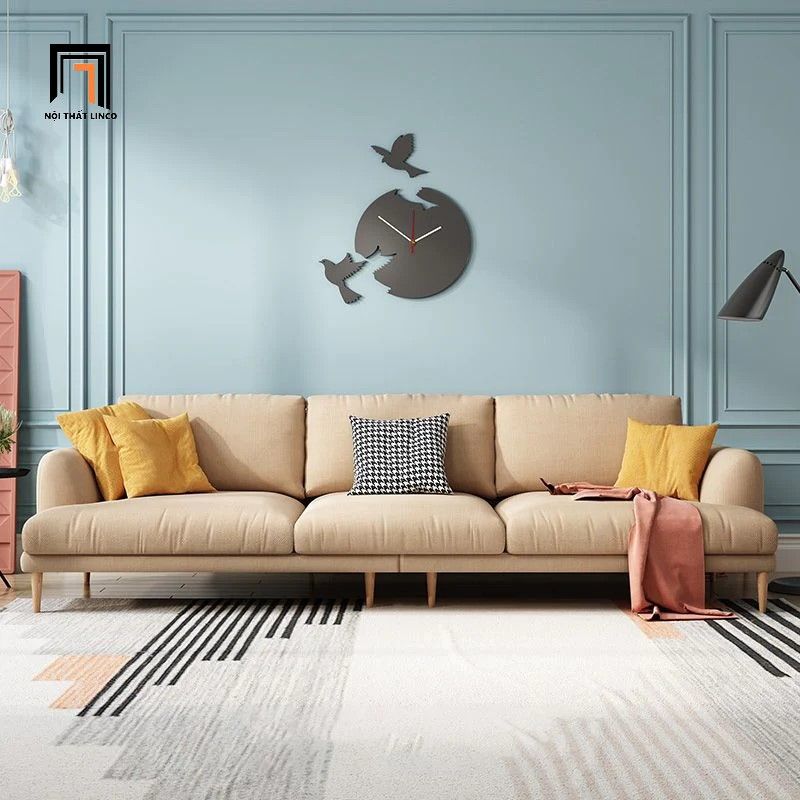 Bộ ghế sofa góc L 2m4 x 1m6 GT155 Mosa vải nỉ trắng kem
