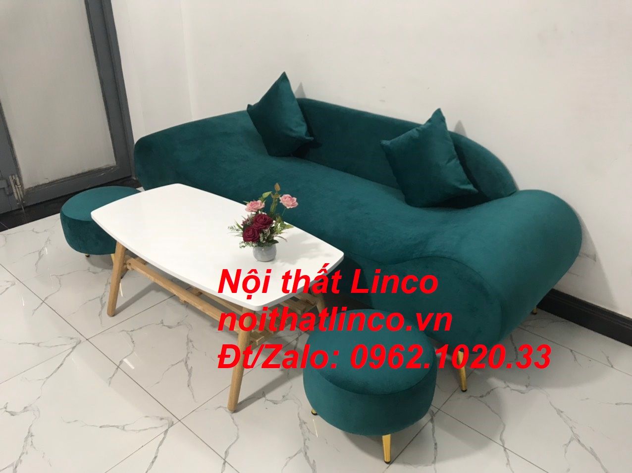 Bộ ghế sofa sopha văng băng thuyền xanh lá cổ vịt rẻ Nội thất Linco SG