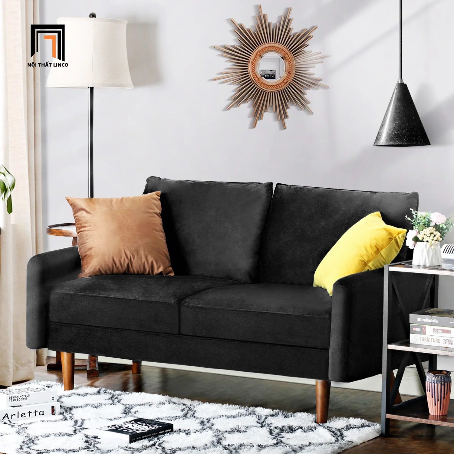 Ghế sofa băng nhỏ gọn BT203 Hessvilla dài 1m5 màu trắng kem