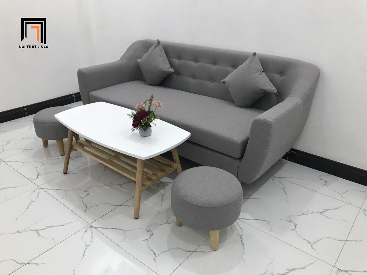 Ghế salon văng băng giá rẻ BGN dài 1m9 màu xám ghi trắng