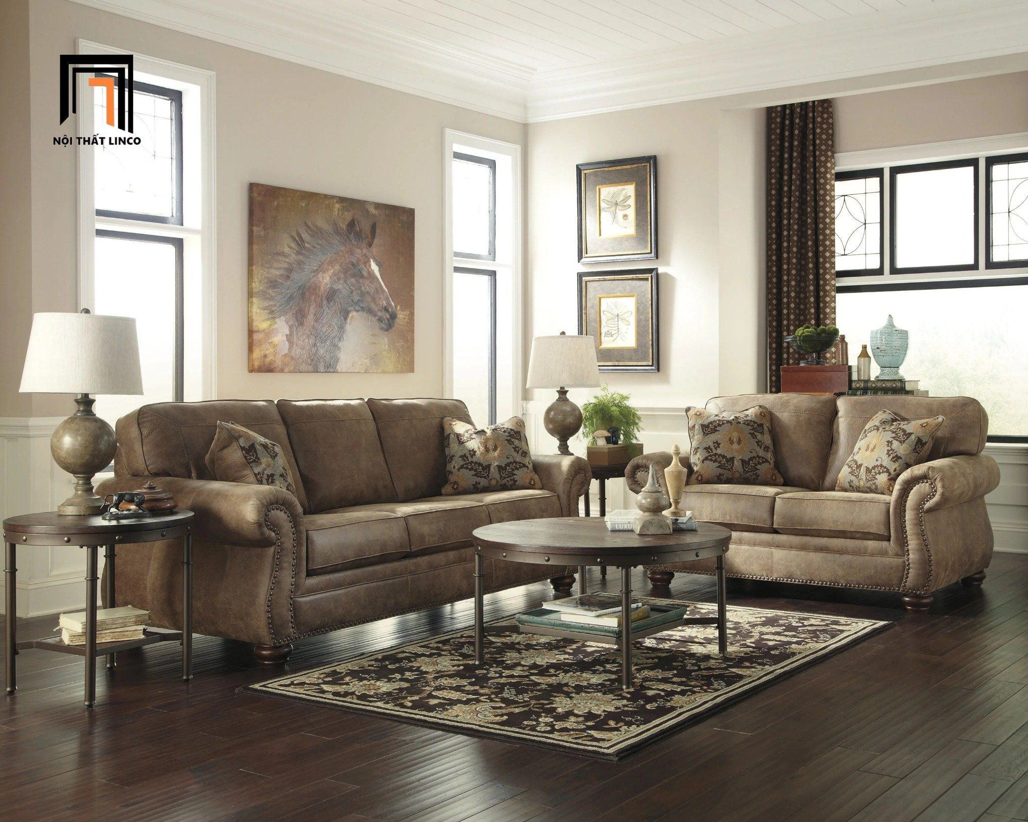 Bộ ghế sofa tân cổ điển KT160 Ambrister phòng khách sang trọng