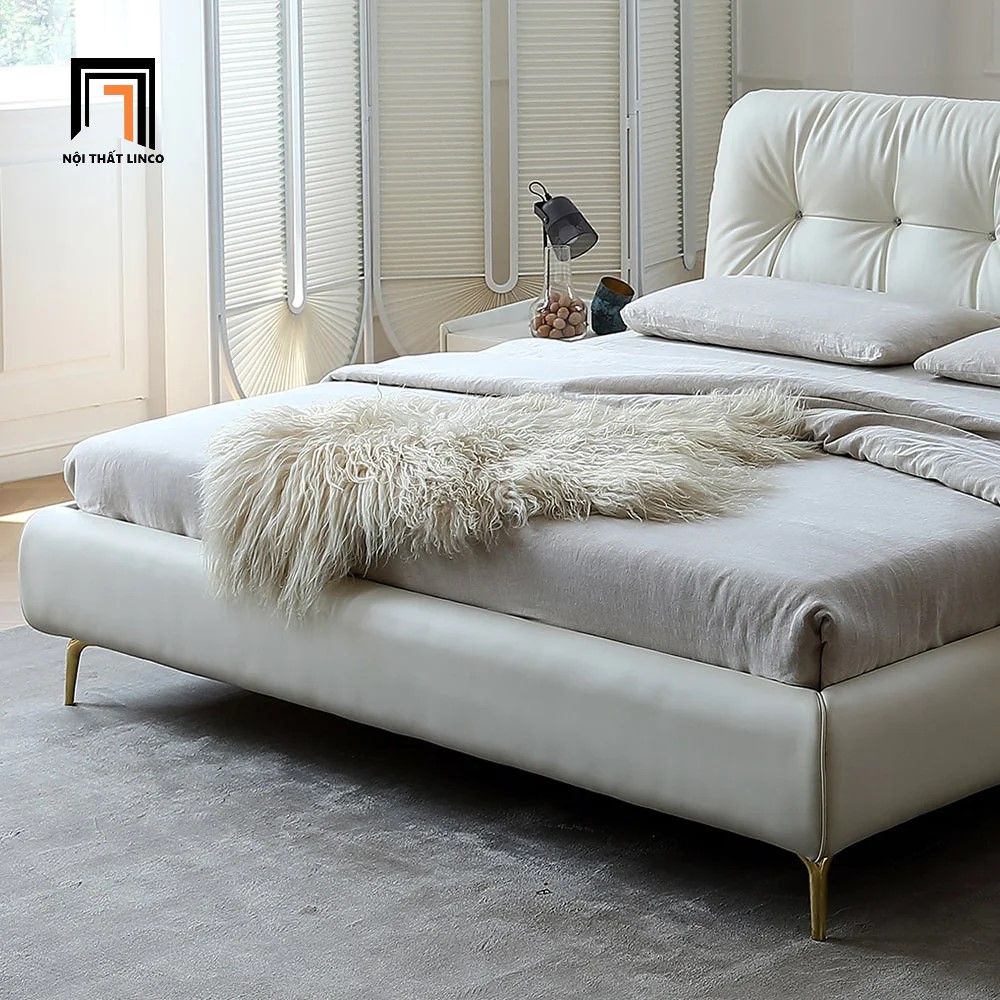 Giường ngủ bọc da Pu GN43 Noral 1m6 x 2m đầu giường giật lún