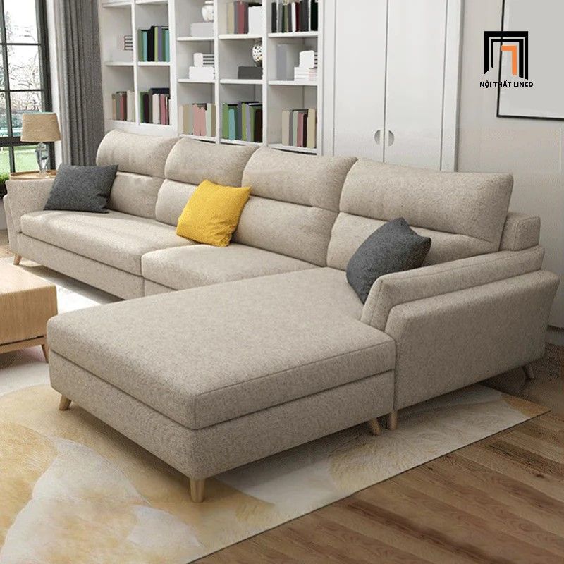 Bộ ghế sofa góc L vải nỉ 3m x 1m6 GT162 Texon xám đậm