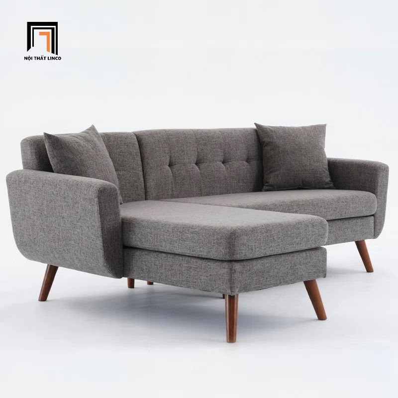 Sofa góc gia đình nhỏ 2m2 x 1m6 GT226 Catine xám đậm vải nỉ