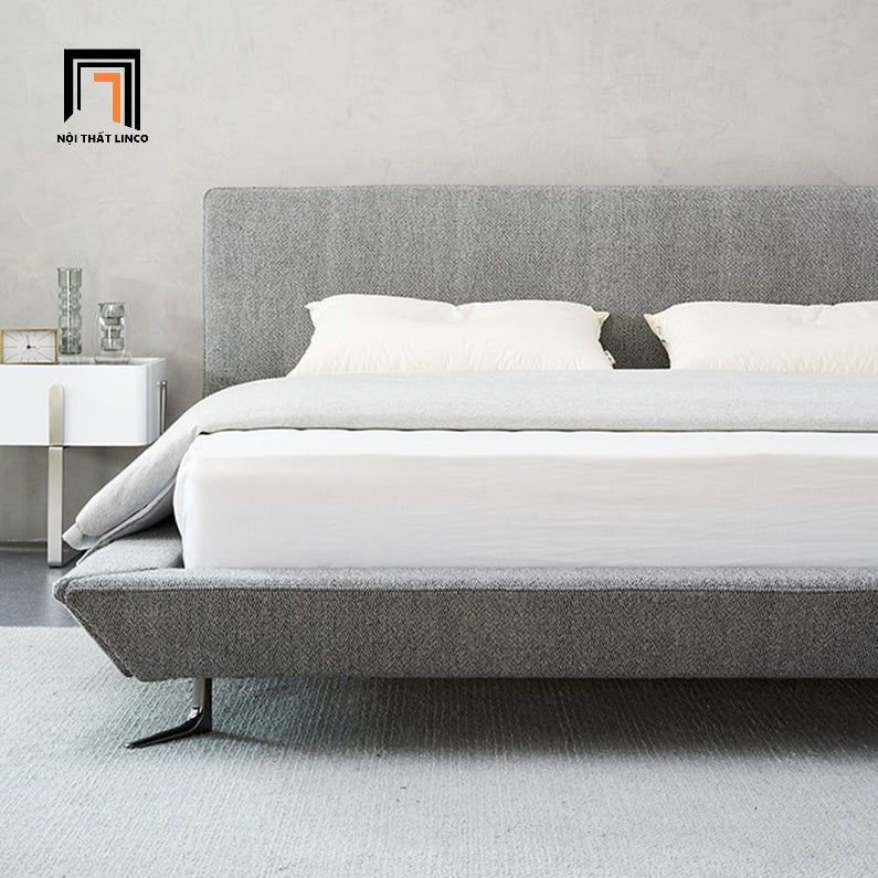 Giường ngủ vải nỉ hiện đại GN61 Amaya màu xám lông chuột