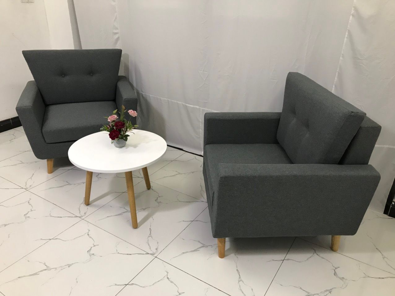 Ghế sofa đơn xinh xắn NS03 màu xám lông chuột giá rẻ