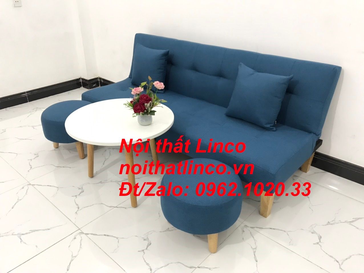Bộ ghế sofa bed giường SFG xanh dương giá rẻ nhỏ gọn