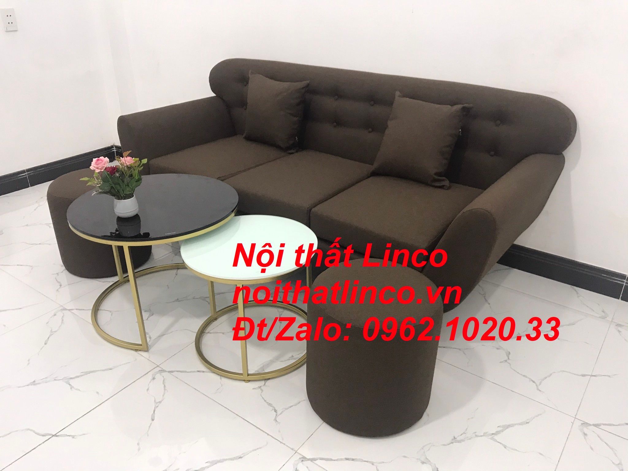 Bộ bàn ghế sofa băng giá rẻ | Sofa màu nâu cafe | Nội thất Linco Tphcm