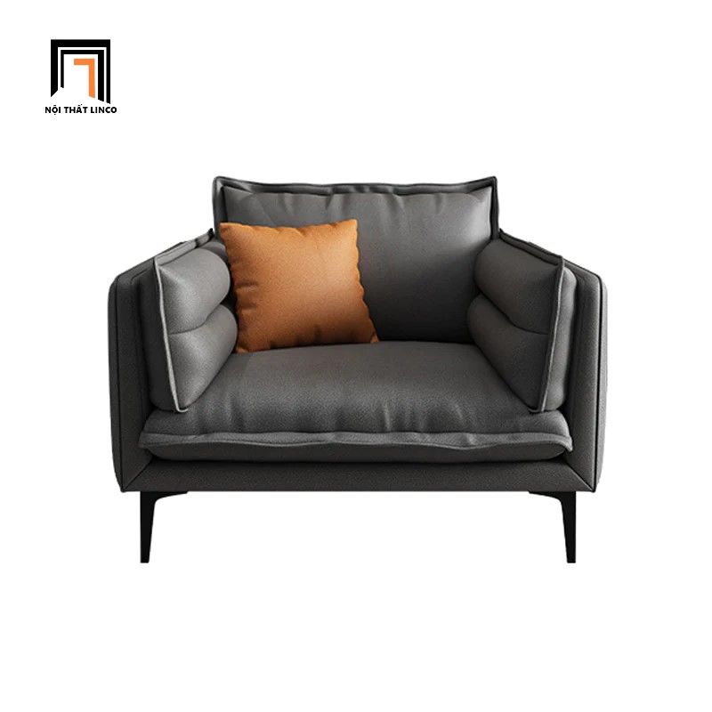 Bộ ghế sofa phòng khách cao cấp KT60 Cafin da Pu màu đen
