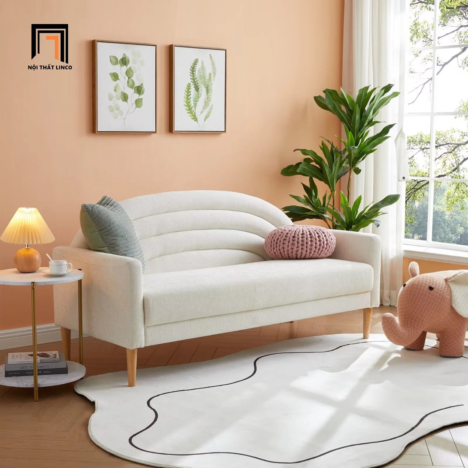 Ghế sofa băng cong xinh xắn BT184 Michala 1m6 vải nỉ